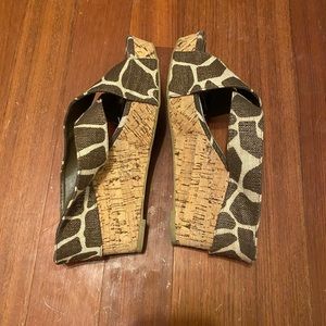 Bamboo Levana Animal Print Metallic Slip-on Wedge